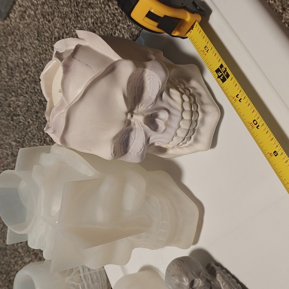 White Skull Candle Holders Set